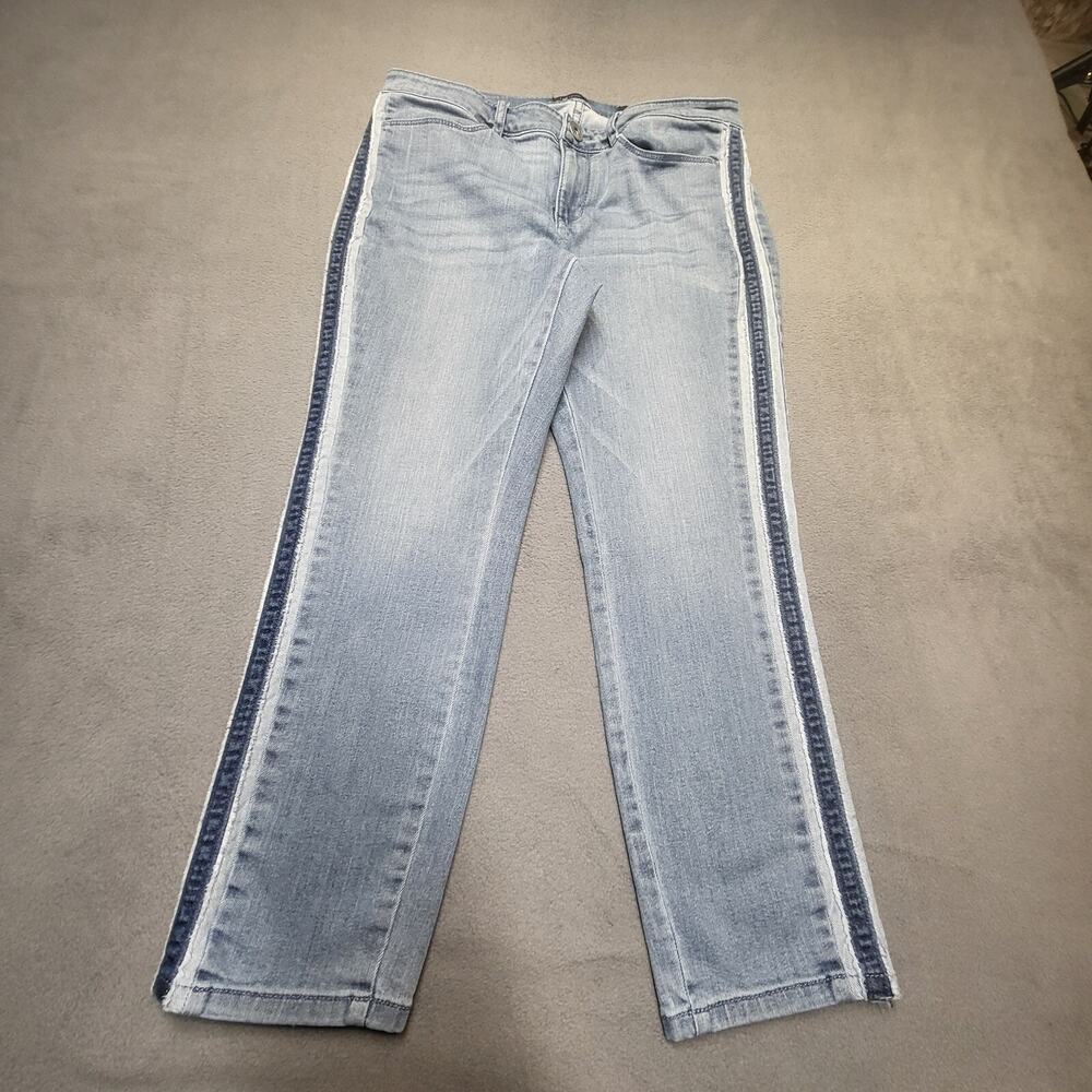 J Jill Jeans Womens 6 Blue Ankle Slim Leg Stretch Denim Distressed Side Stripe